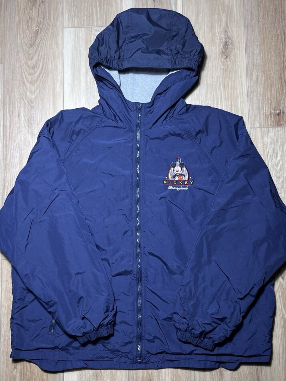 Vintage Disneyland Resort Mickey Mouse Lined Blue Windbreaker - Adult Size XL